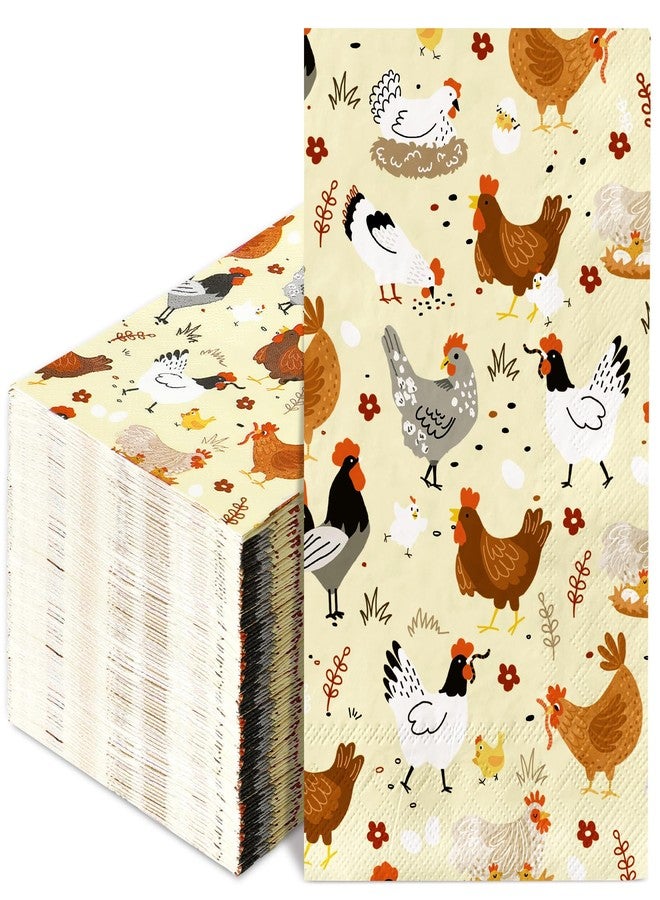 JarThenaAMCS مناديل جارثينا إيه إم سي إس، 100 قطعة، بتصميم دجاج، مناديل ورقية صفراء للاستخدام مرة واحدة، مناديل مزخرفة للعشاء، مناسبة لحفلات المنزل الريفي، وديكور الطاولة. - Image 1